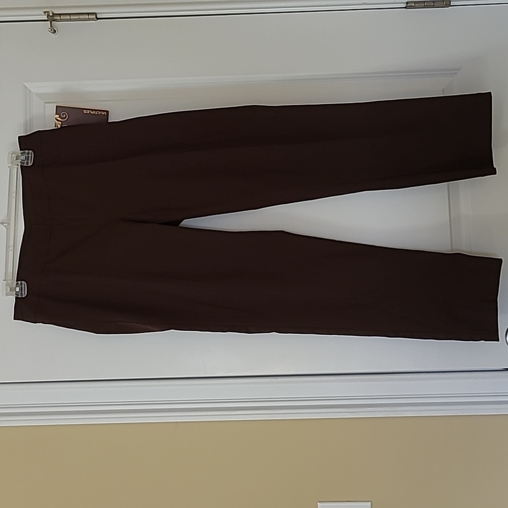 NEW Women's Pants Stretch Multiples Essential Chocolate Brown Faux Pocket Size 8 - Picture 2 of 8